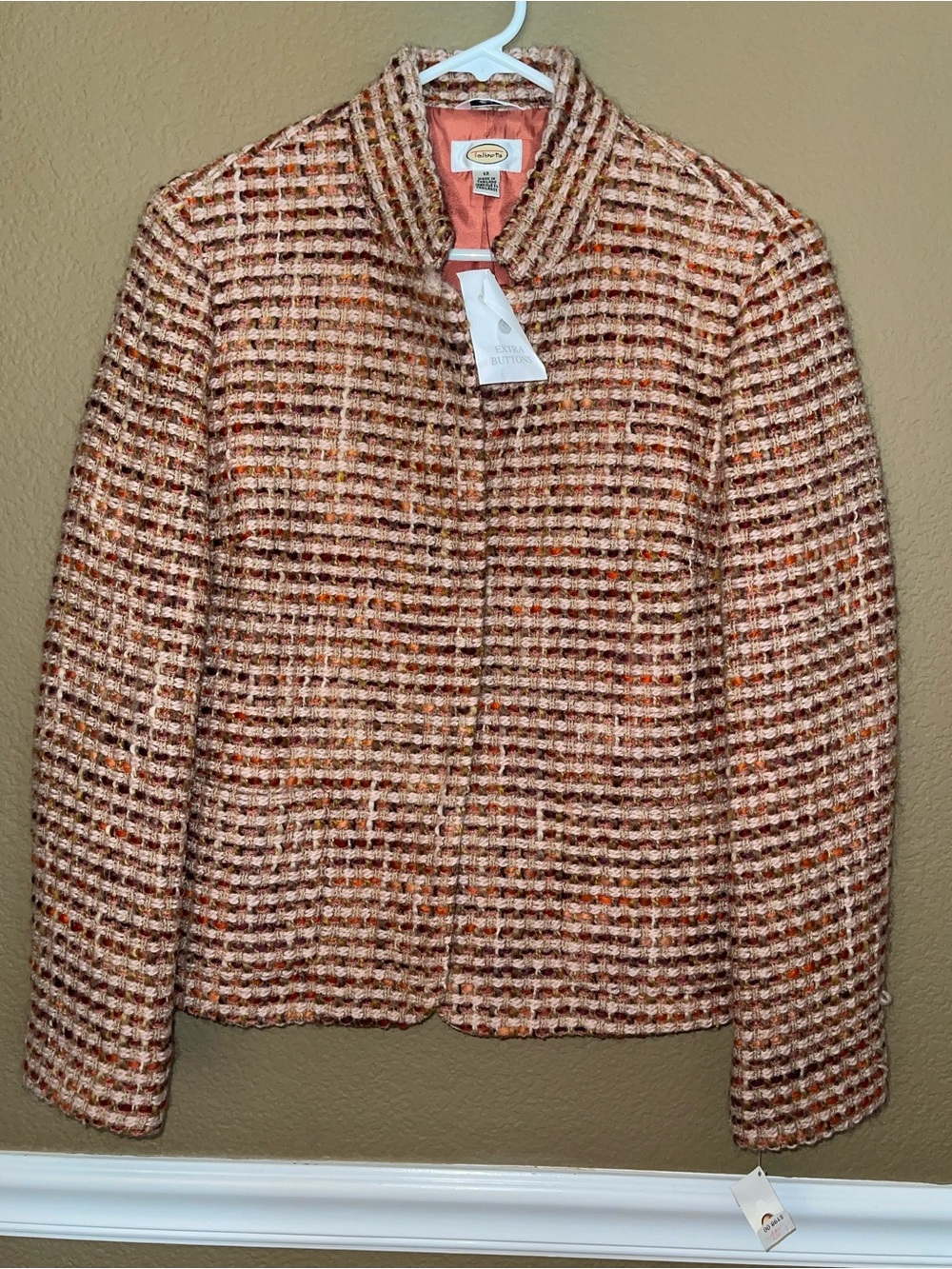 Talbots Bouclé Tweed Jacket in FALL COLORS cream, pumpkin & brown